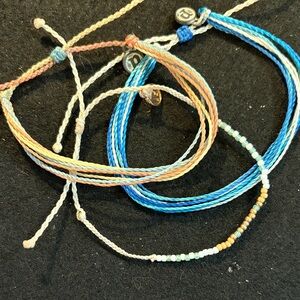 Pura Vida Blue Stranded, Pink Stranded, and Beaded Bracelets Trio